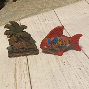Vintage hand painted colorful fish and Art Decor very nice
